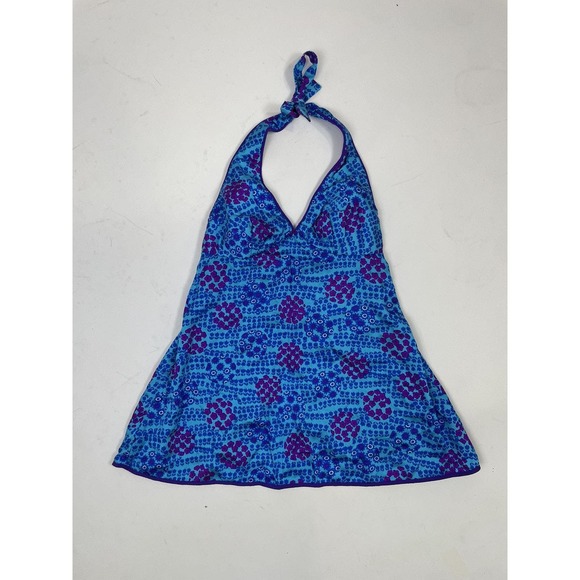 Vintage 60s 70s Blue Floral Two-piece Tank Swimsuit Set - Picture 2 of 7